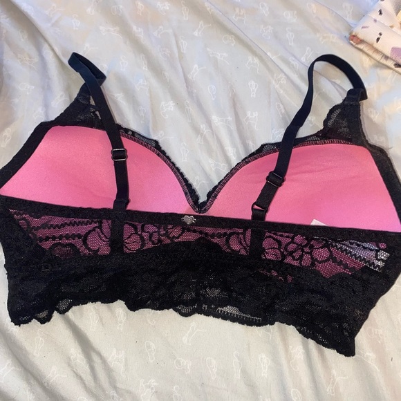 Victoria Secret Love Pink Black Bralette size Small (AA-C) - Picture 4 of 7